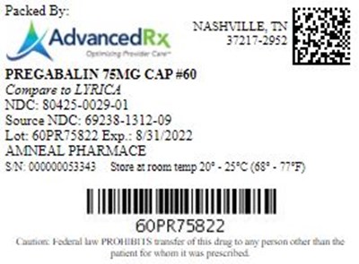 Pregabalin 75mg Cap Qty 60 80425 0029
